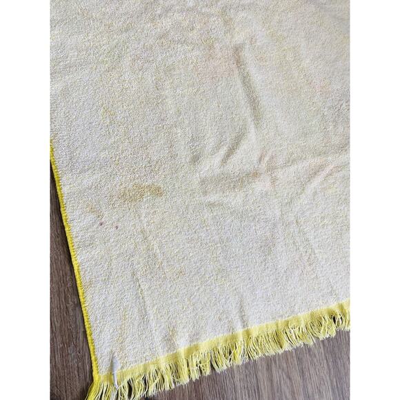 Retro Cannon Mod Yellow Orange Green Floral Bath Towel Fringe Cotton Vintage Flo - Picture 12 of 12